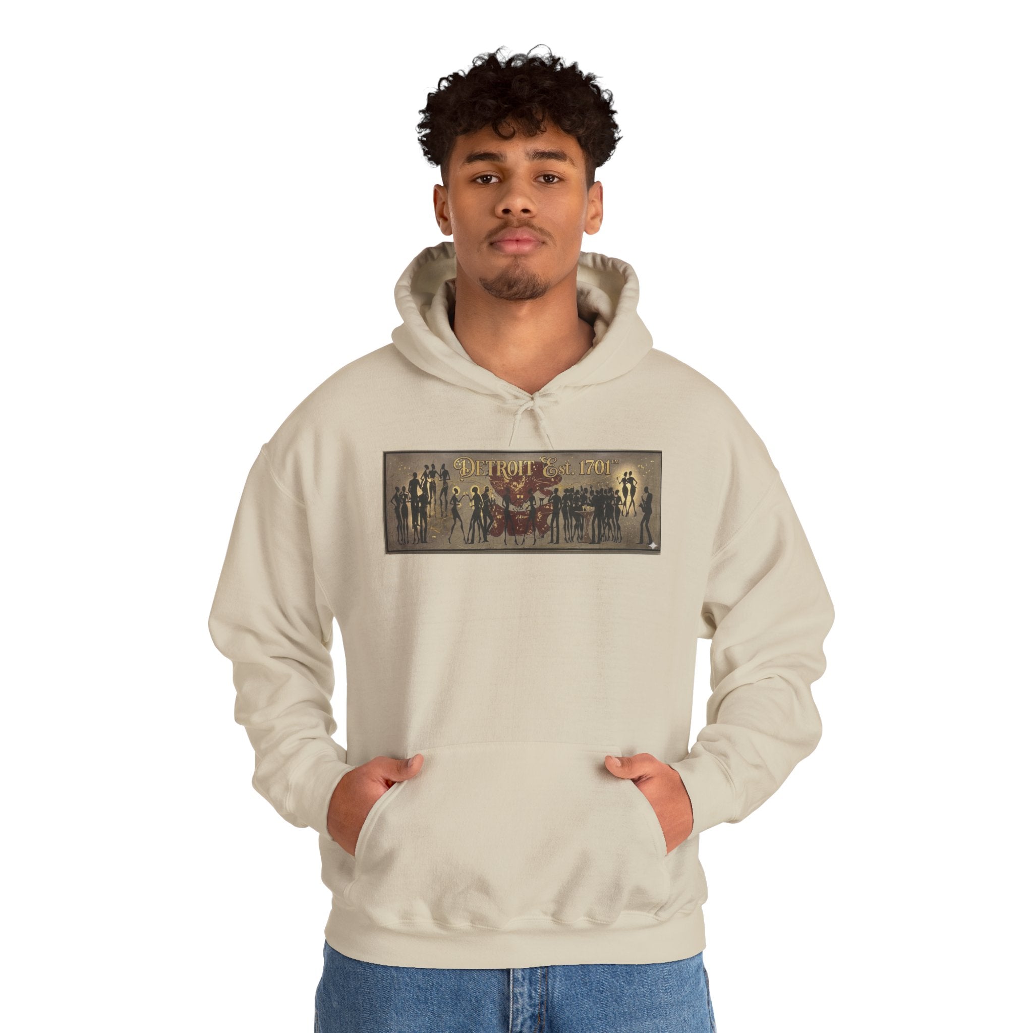 Detroit Pride Vintage Silhouette Artwork Hoodie — Motor City Midnight Graphic Pullover