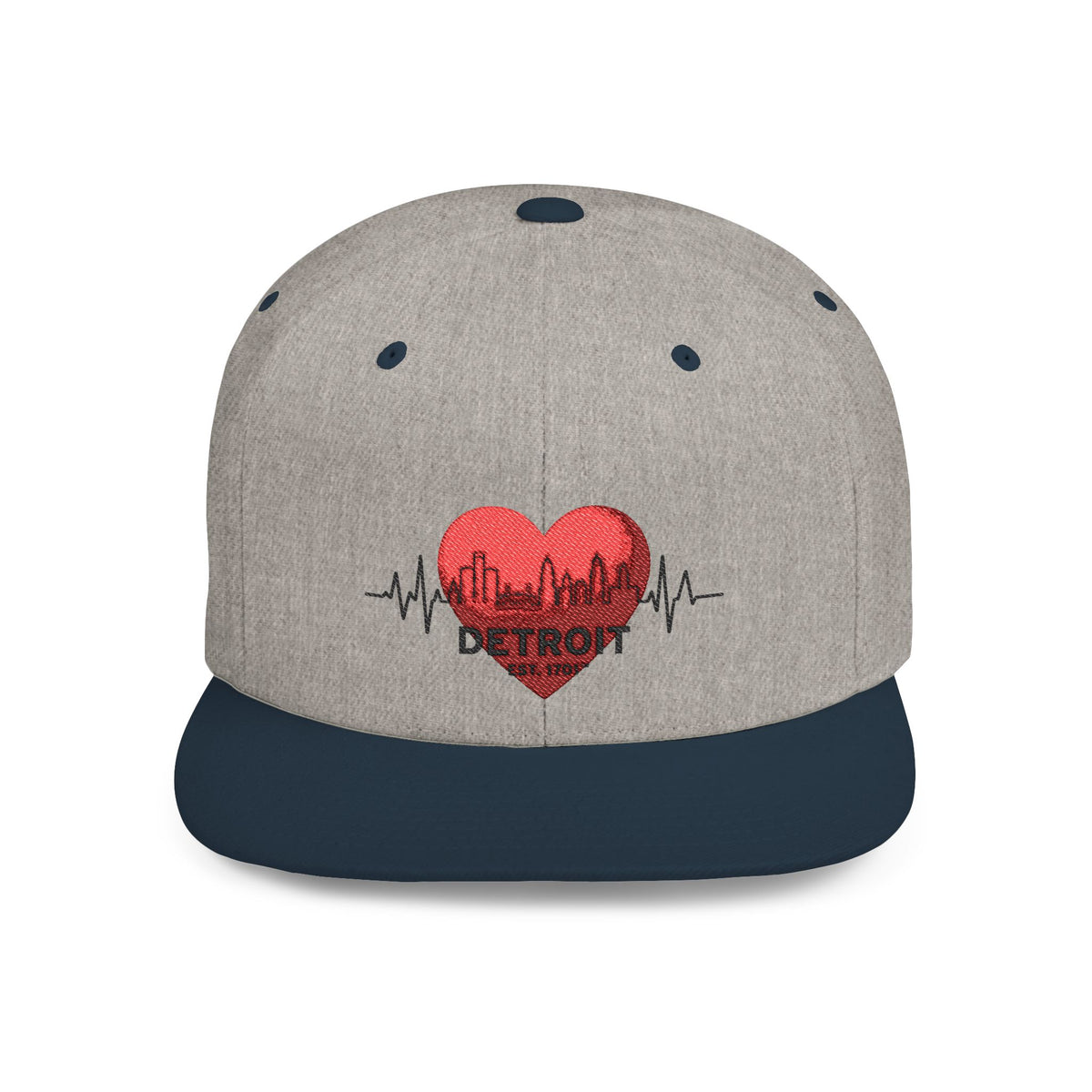 Detroit Heartbeat Snapback Hat — Embroidered City Heart Graphic