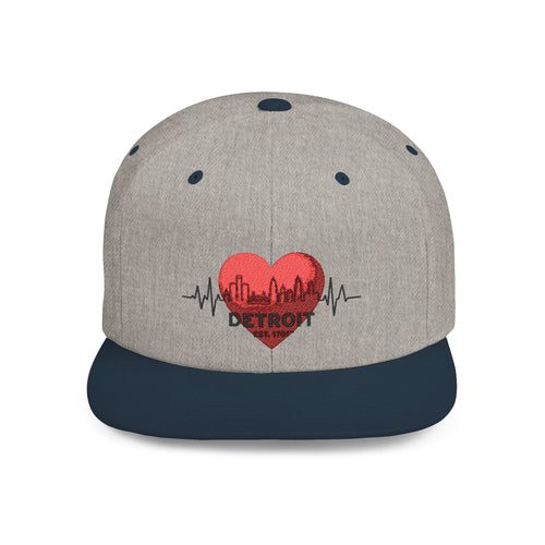 Detroit Heartbeat Snapback Hat — Embroidered City Heart Graphic