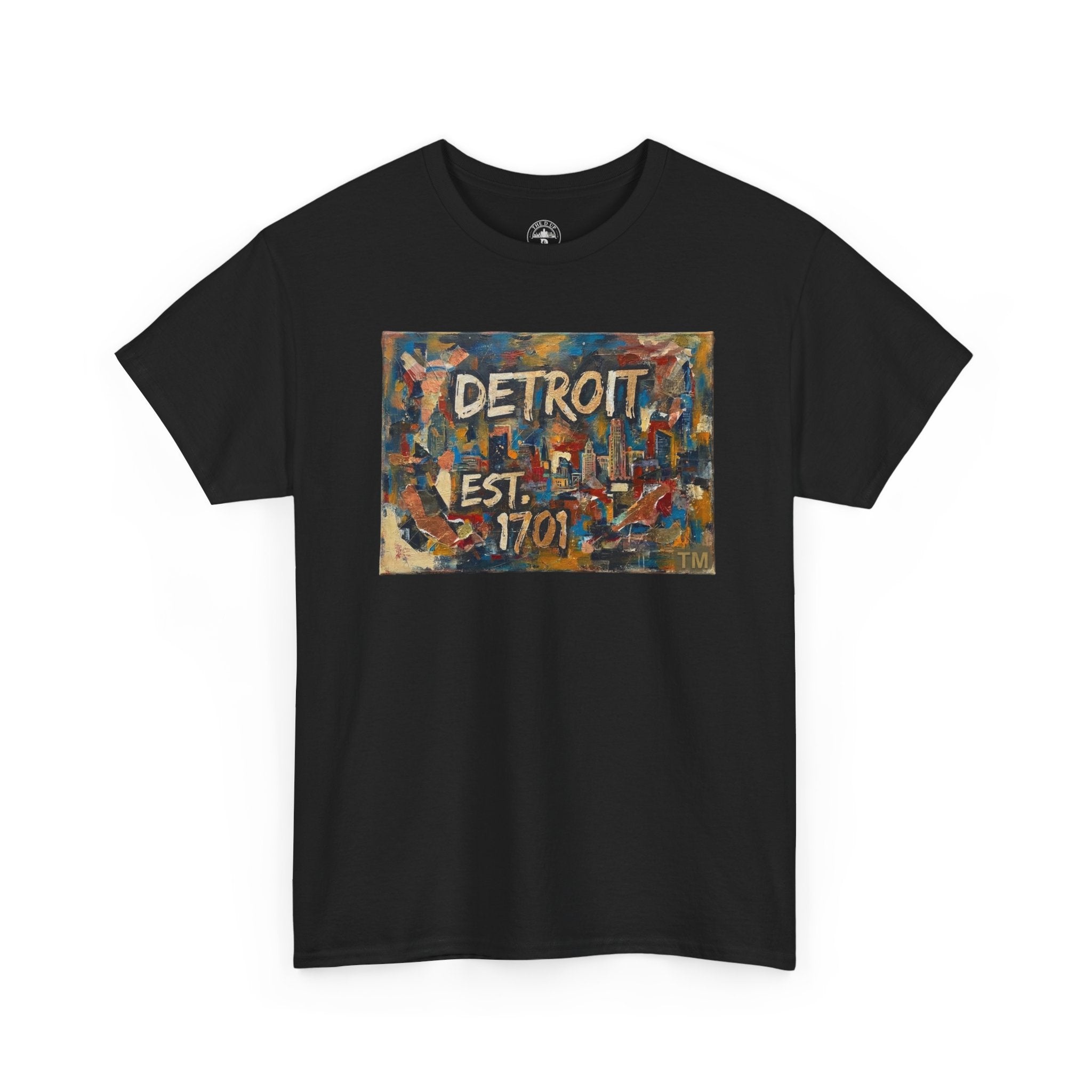 Detroit Abstract Painterly Mural T-Shirt — "DETROIT" Graphic Cotton Tee | Motor City Street Art
