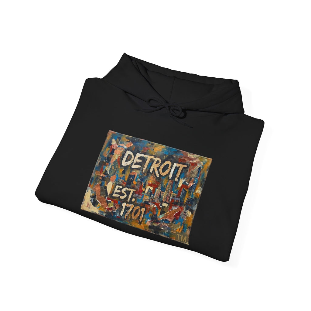 Detroit City Mural Hoodie — Abstract Painterly Graphic Pullover | Motor City Street Art