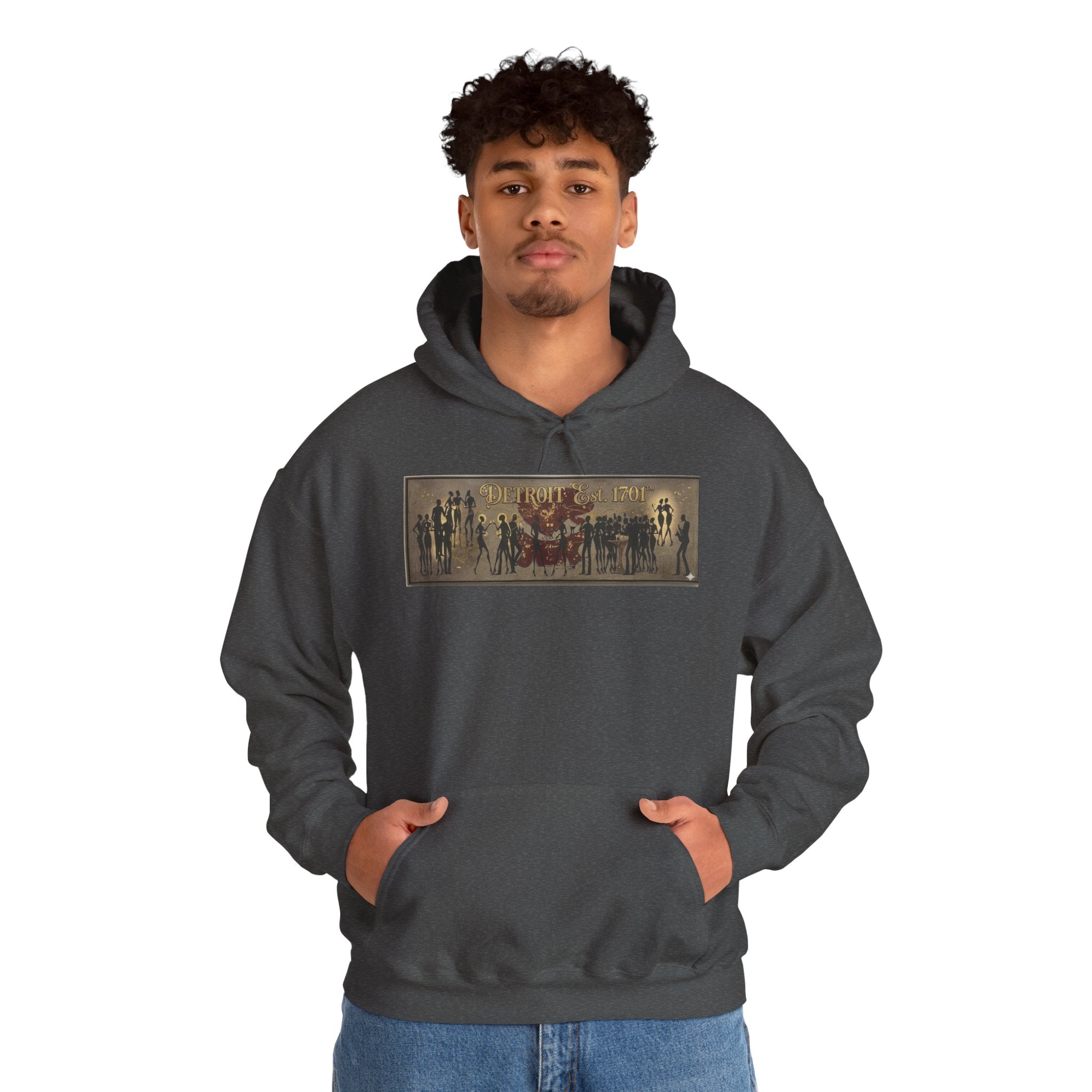Detroit Pride Vintage Silhouette Artwork Hoodie — Motor City Midnight Graphic Pullover