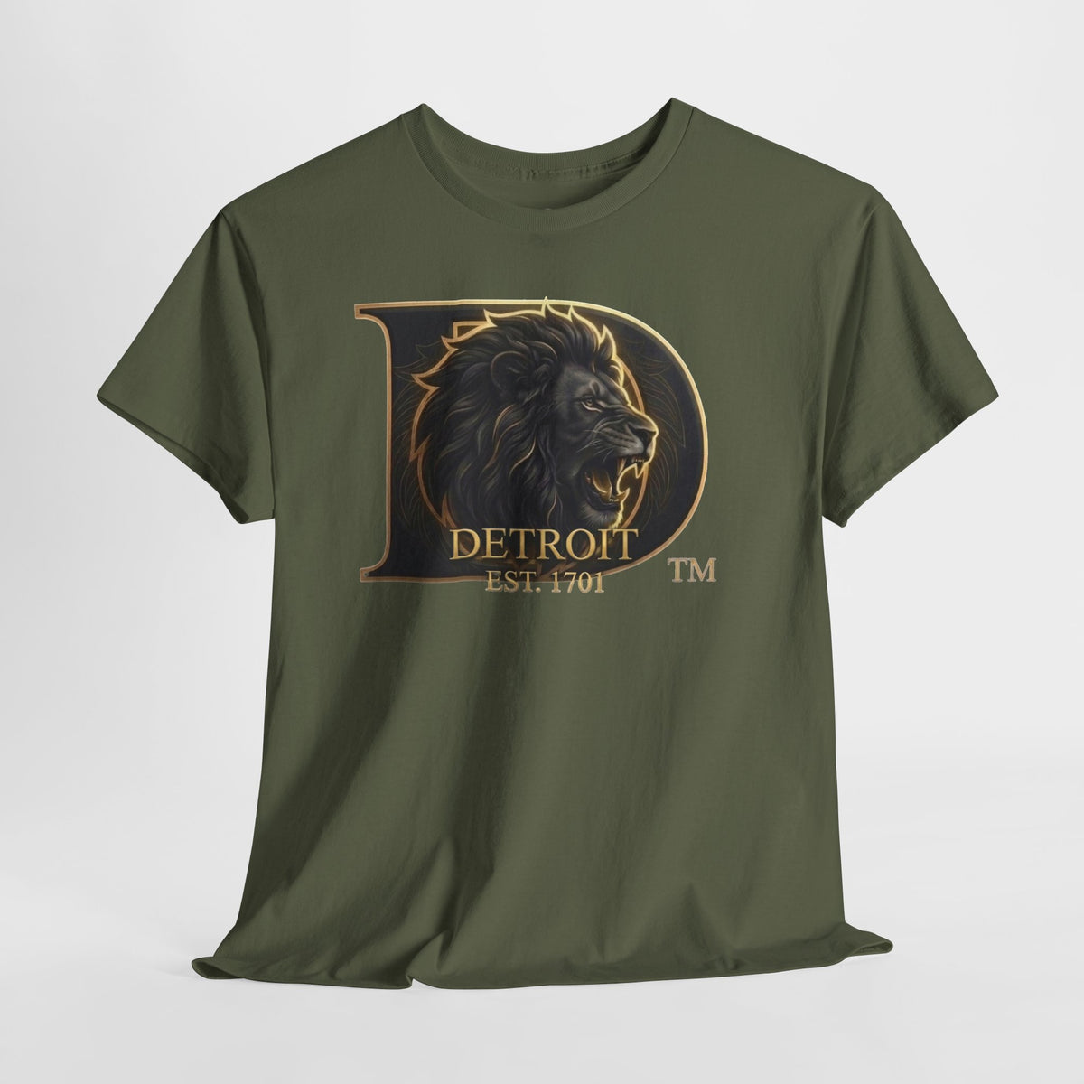 Men's Detroit Pride Lion D T Shirt — Gold Foil Monogram Detroit Lion Graphic(Unisex)