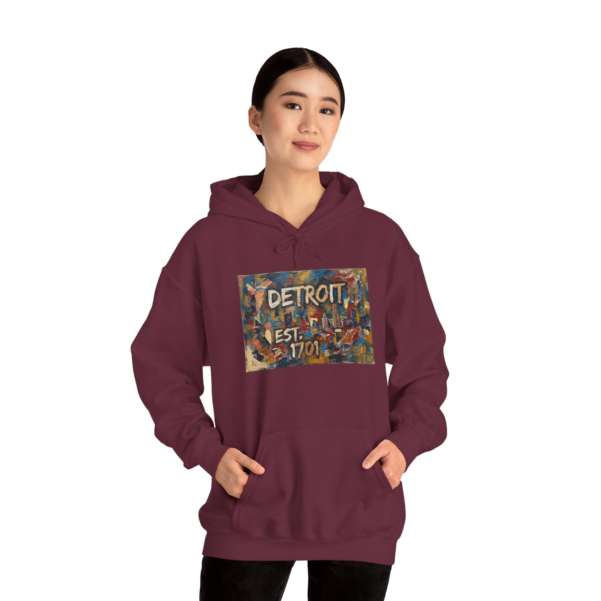 Detroit City Mural Hoodie — Abstract Painterly Graphic Pullover | Motor City Street Art