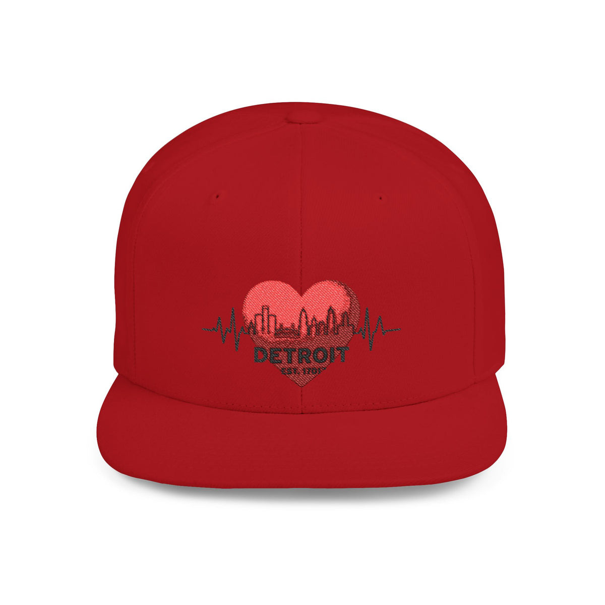 Detroit Heartbeat Snapback Hat — Embroidered City Heart Graphic