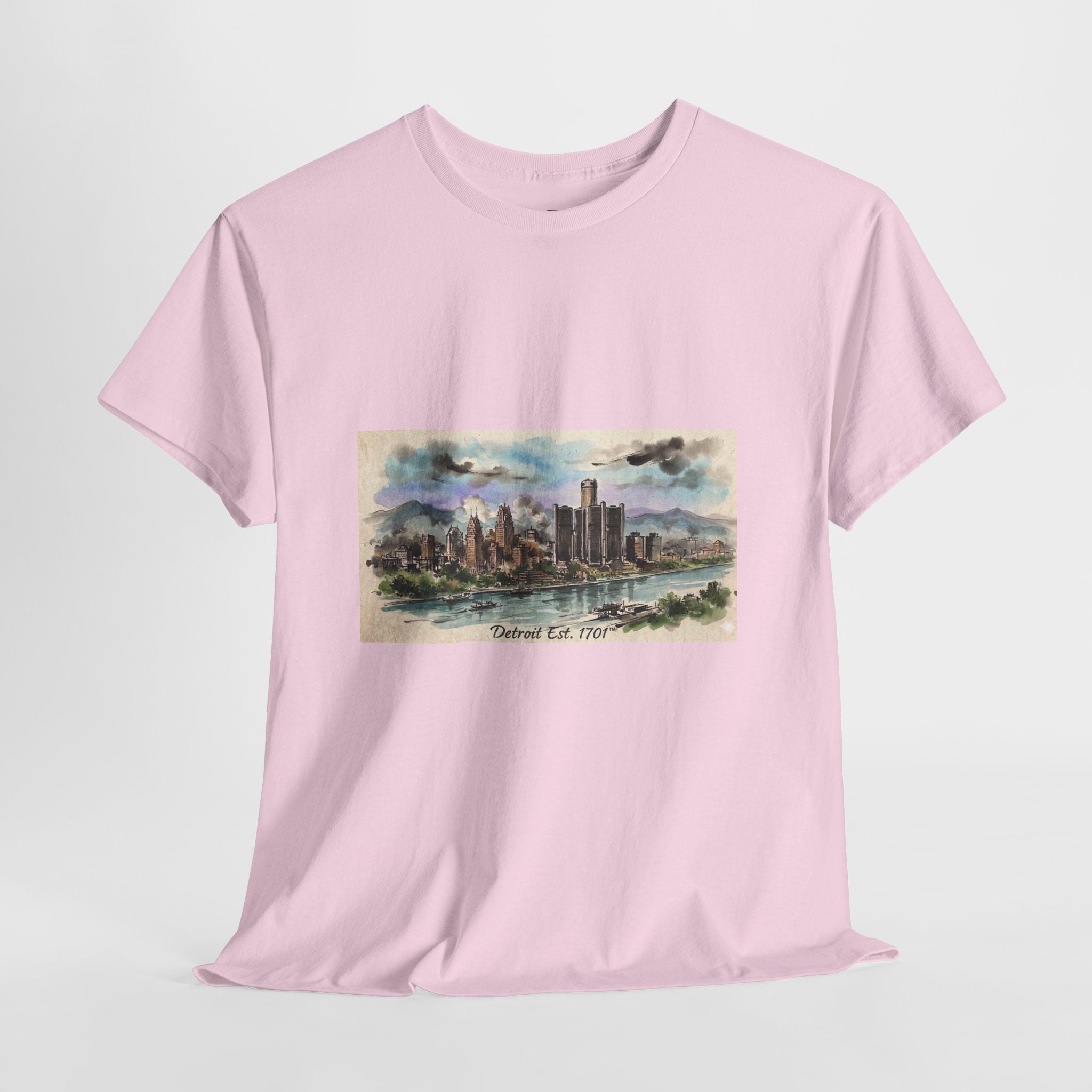 Women's City Skyline Tee — Detroit Est. 1701 Vintage Watercolor Graphic T-Shirt