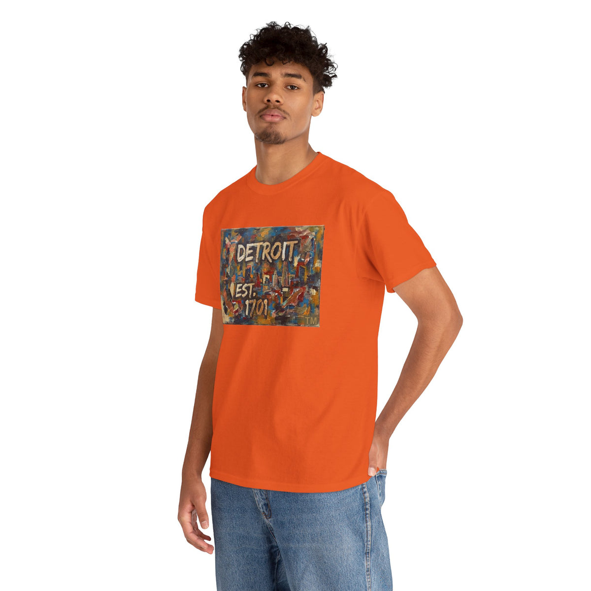 Detroit Abstract Painterly Mural T-Shirt — "DETROIT" Graphic Cotton Tee | Motor City Street Art
