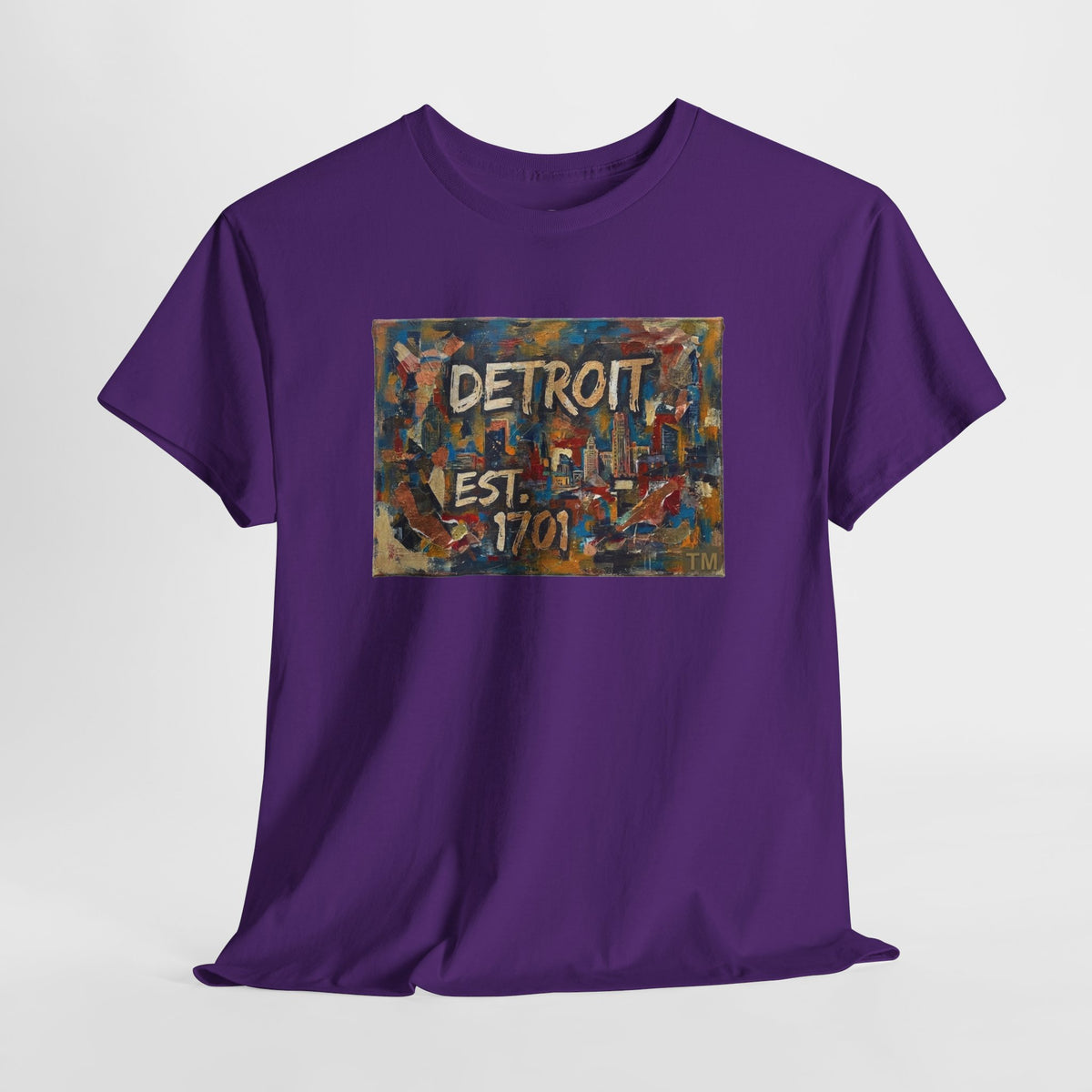 Detroit Abstract Painterly Mural T-Shirt — "DETROIT" Graphic Cotton Tee | Motor City Street Art