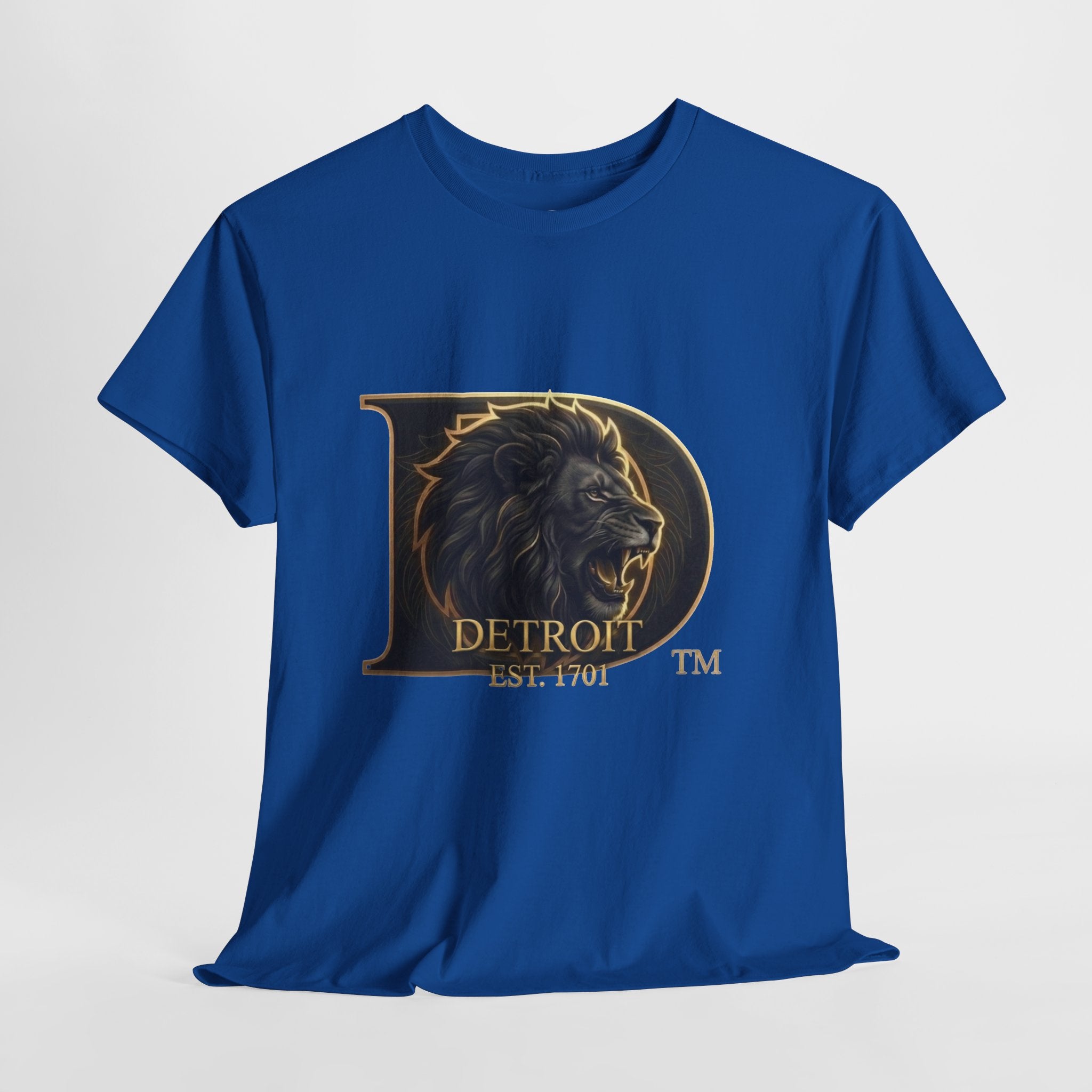 Men's Detroit Pride Lion D T Shirt — Gold Foil Monogram Detroit Lion Graphic(Unisex)