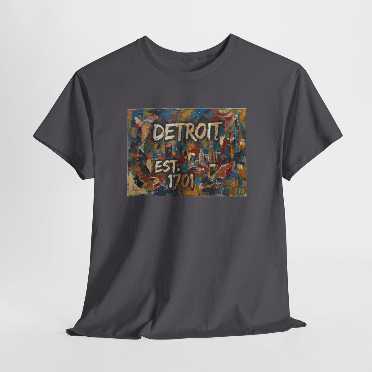 Detroit Abstract Painterly Mural T-Shirt — "DETROIT" Graphic Cotton Tee | Motor City Street Art