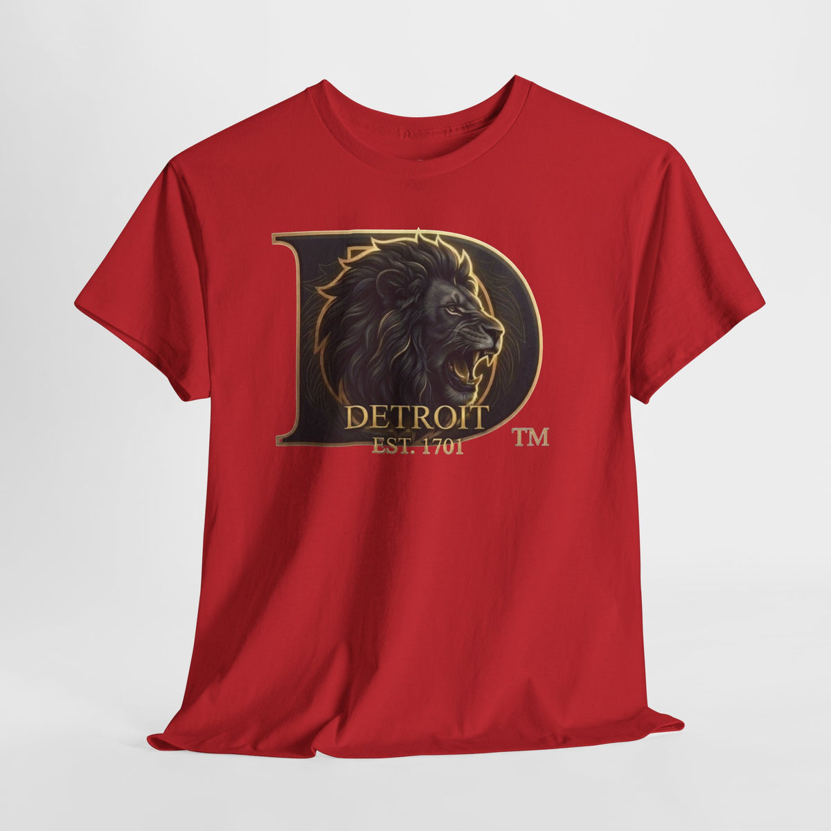 Men's Detroit Pride Lion D T Shirt — Gold Foil Monogram Detroit Lion Graphic(Unisex)