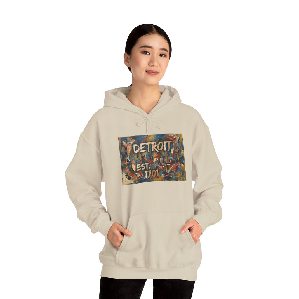 Detroit City Mural Hoodie — Abstract Painterly Graphic Pullover | Motor City Street Art