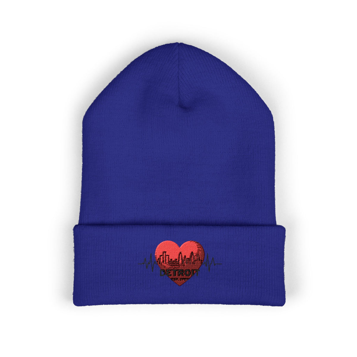 Detroit Heartbeat Beanie — Embroidered Cuffed Knit Hat
