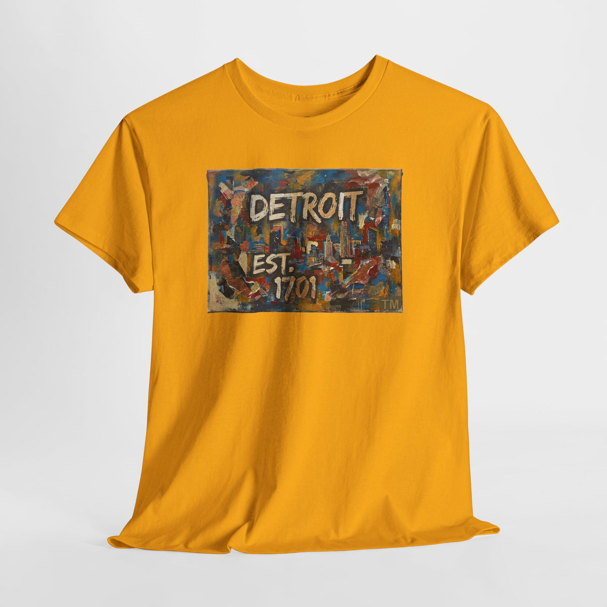 Detroit Abstract Painterly Mural T-Shirt — "DETROIT" Graphic Cotton Tee | Motor City Street Art