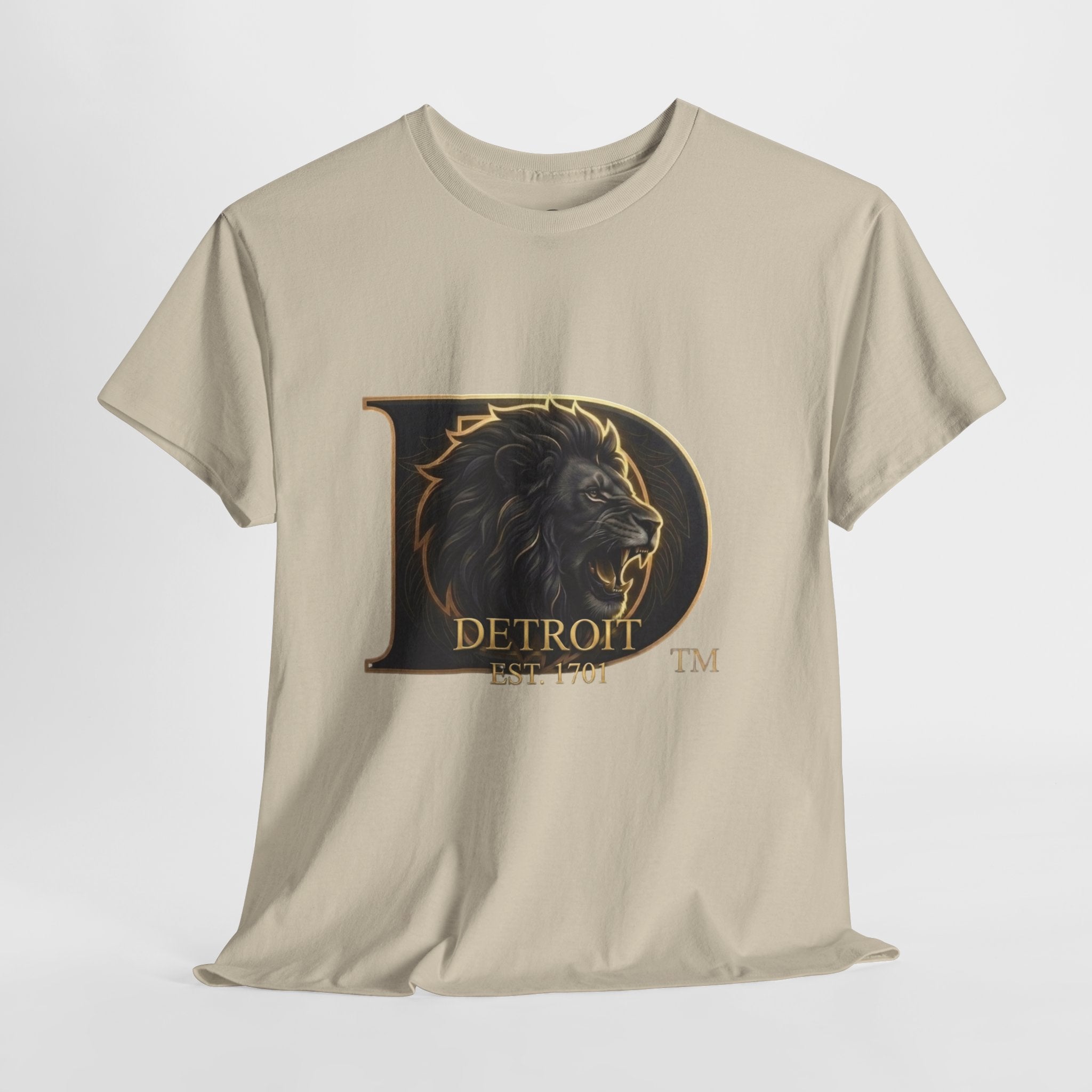 Men's Detroit Pride Lion D T Shirt — Gold Foil Monogram Detroit Lion Graphic(Unisex)