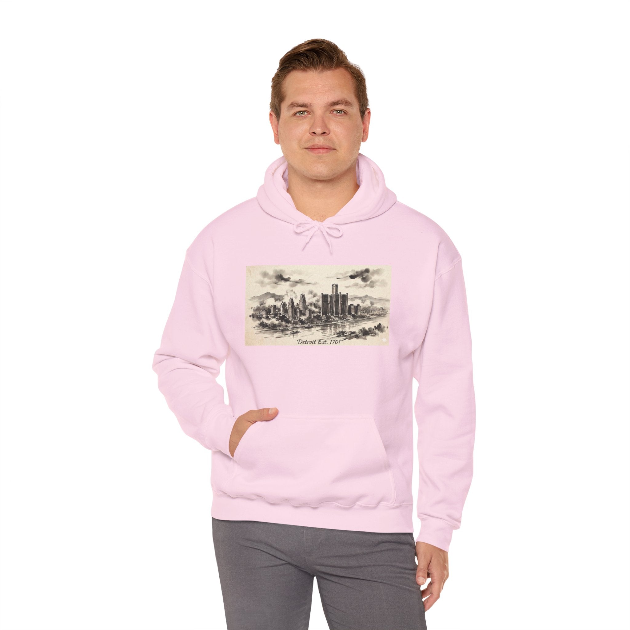 Detroit Pride Vintage Skyline Hoodie — "Detroit, Est. 1701" Pullover | Motor City Roots