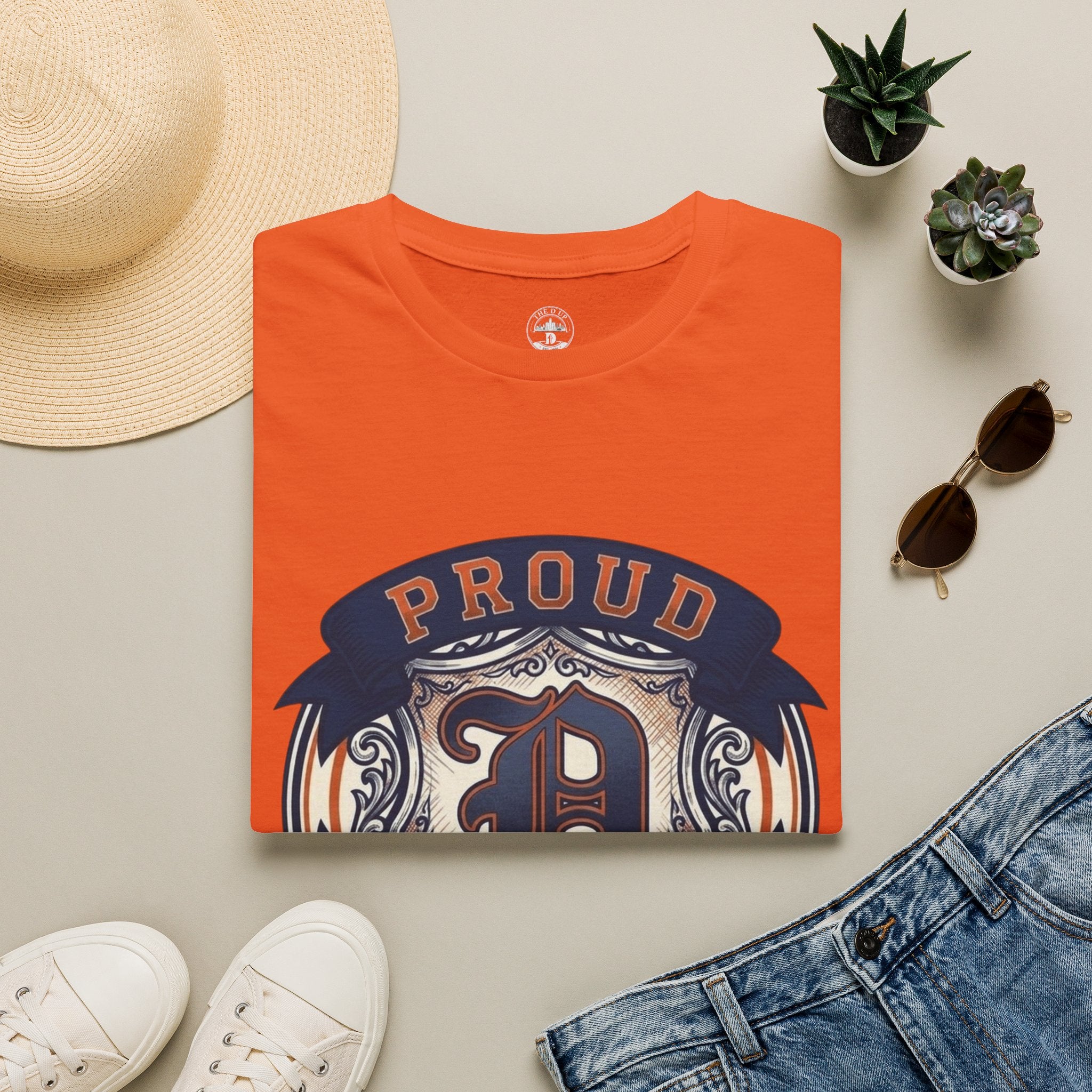 Detroit Pride "PROUD" Vintage Crest T-Shirt — Motor City Hometown Graphic Cotton Tee