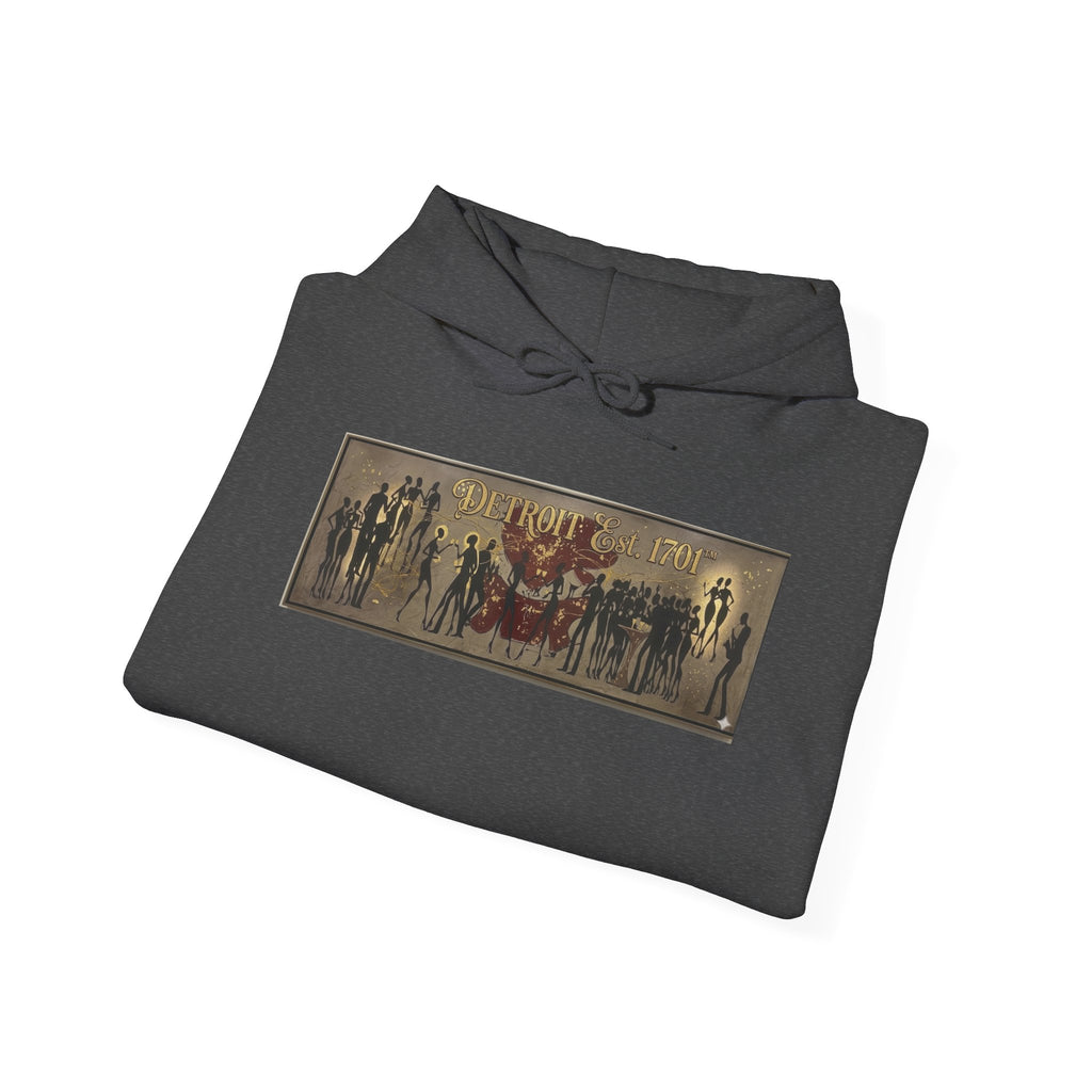 Detroit Pride Vintage Silhouette Artwork Hoodie — Motor City Midnight Graphic Pullover