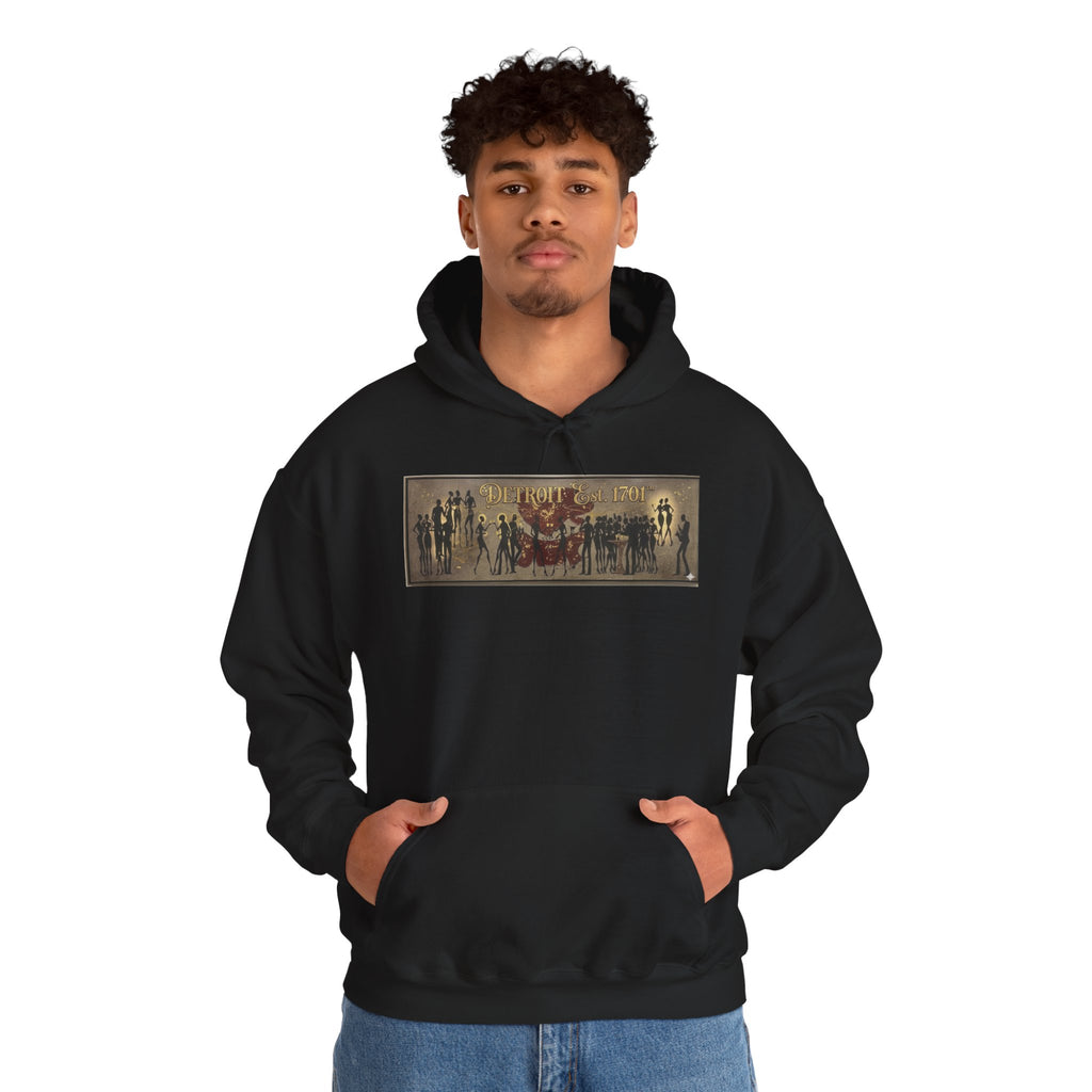 Detroit Pride Vintage Silhouette Artwork Hoodie — Motor City Midnight Graphic Pullover