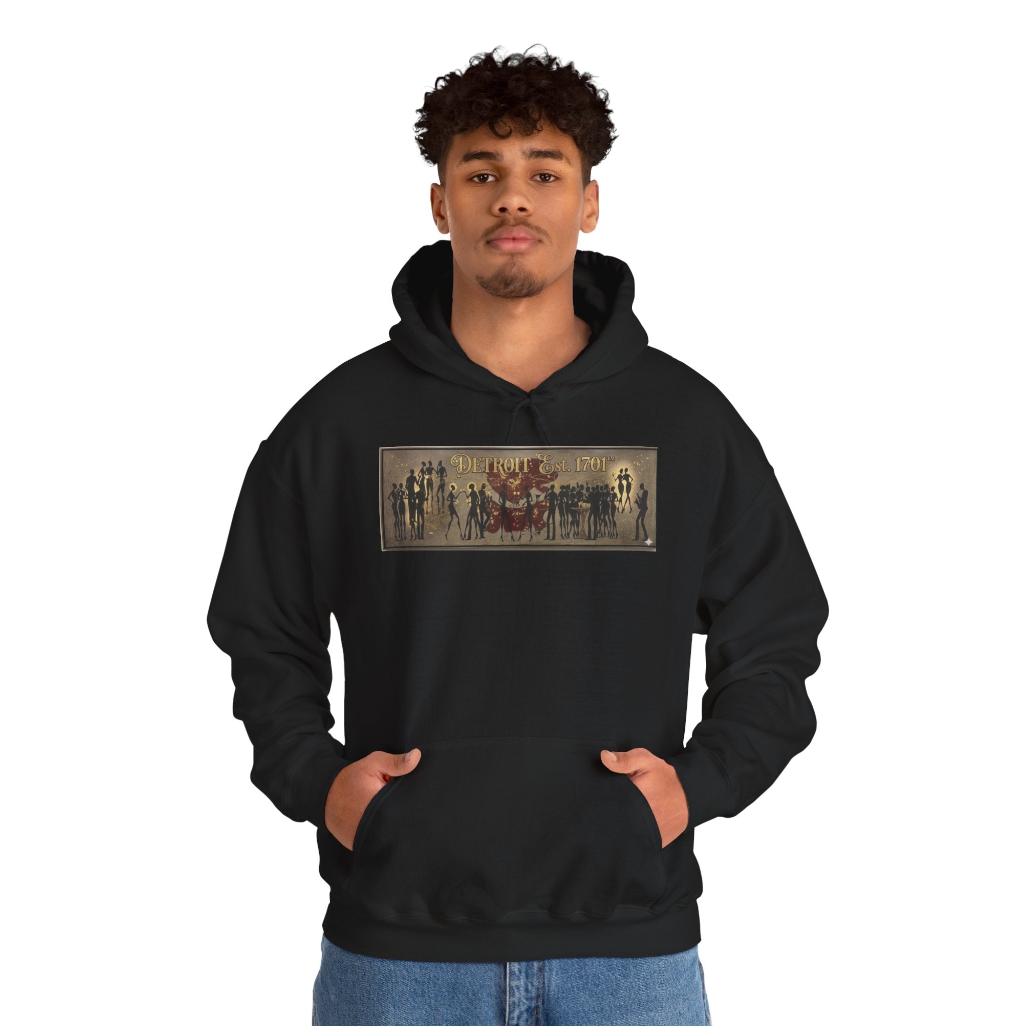 Detroit Pride Vintage Silhouette Artwork Hoodie — Motor City Midnight Graphic Pullover