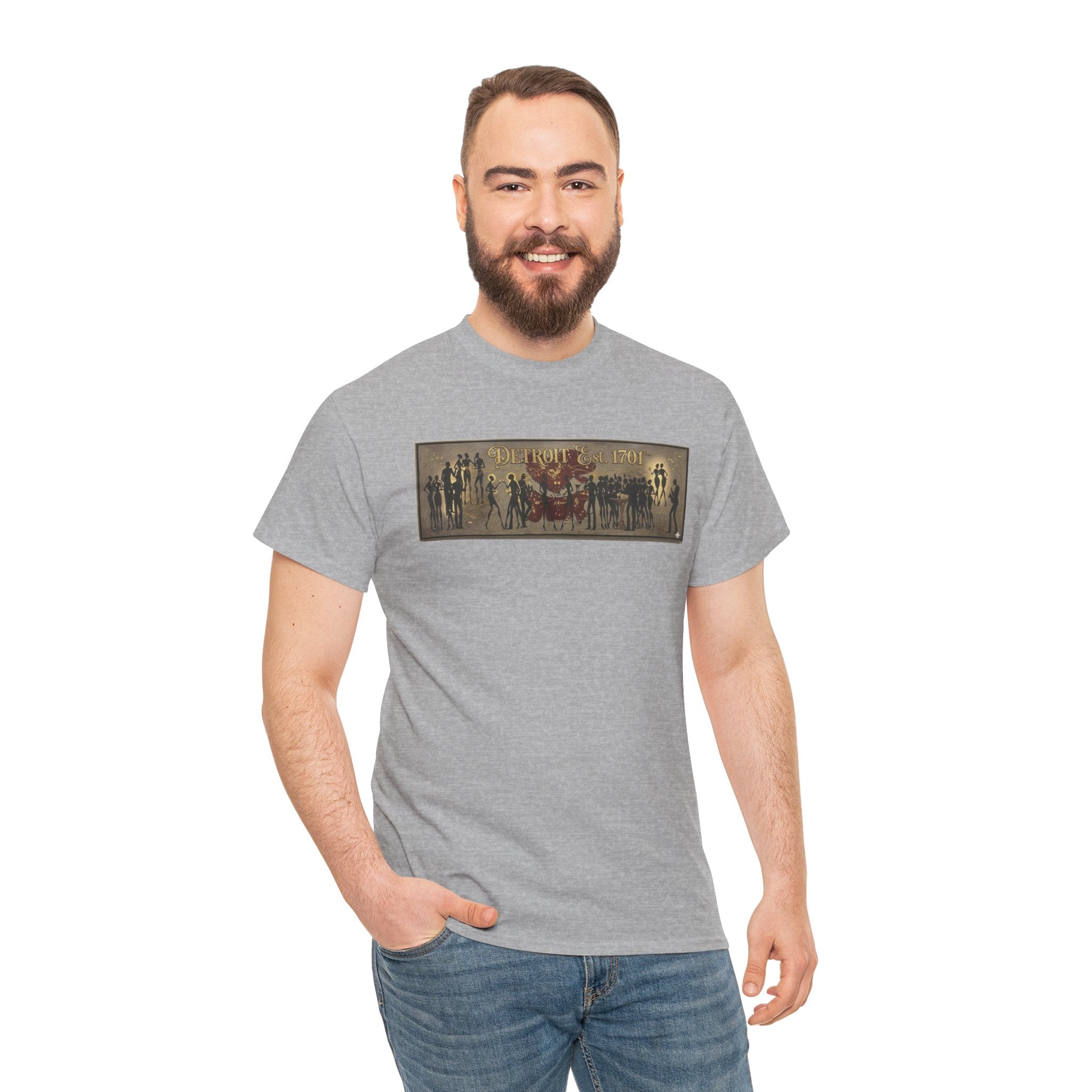 Detroit Pride Vintage Silhouette Artwork Tee — Motor City Midnight Graphic Cotton T-Shirt