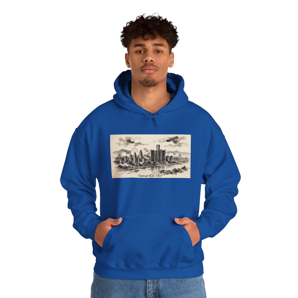 Detroit Pride Vintage Skyline Hoodie — "Detroit, Est. 1701" Pullover | Motor City Roots