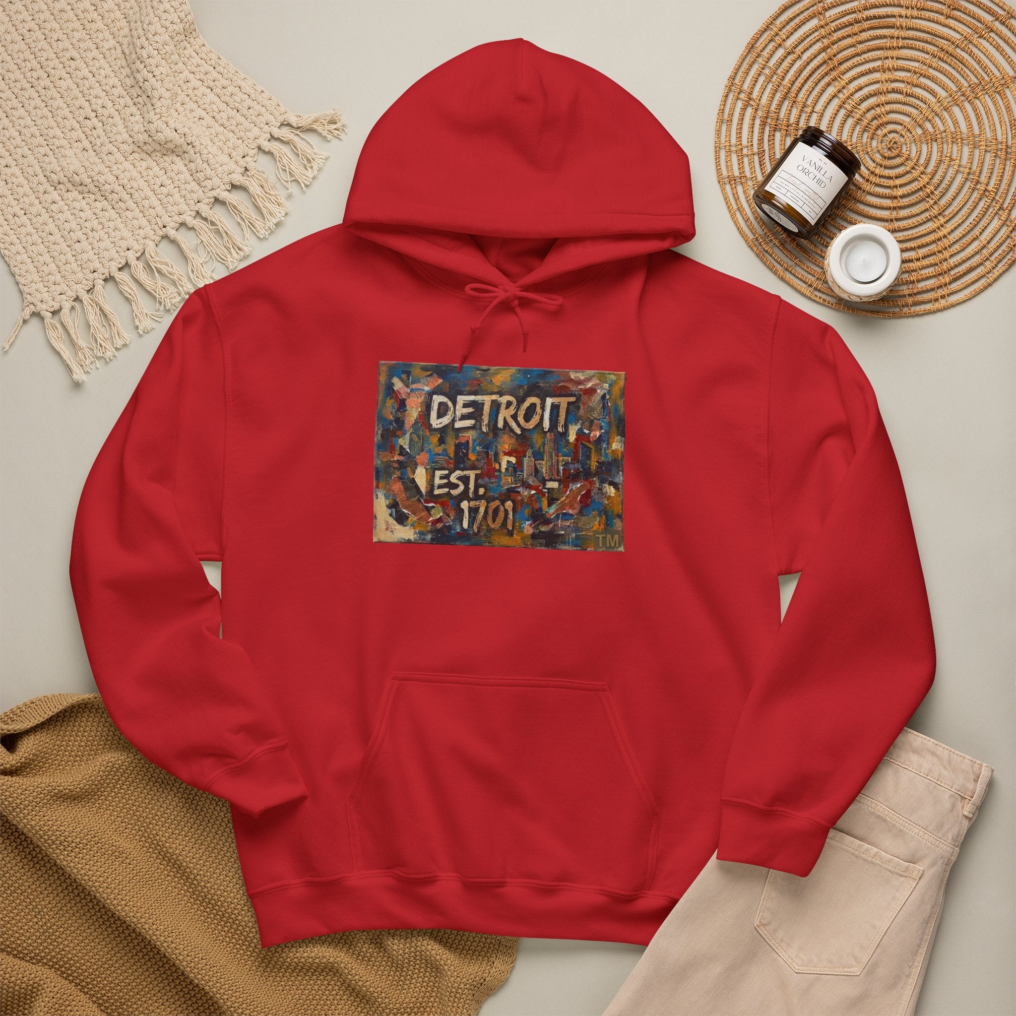 Detroit City Mural Hoodie — Abstract Painterly Graphic Pullover | Motor City Street Art