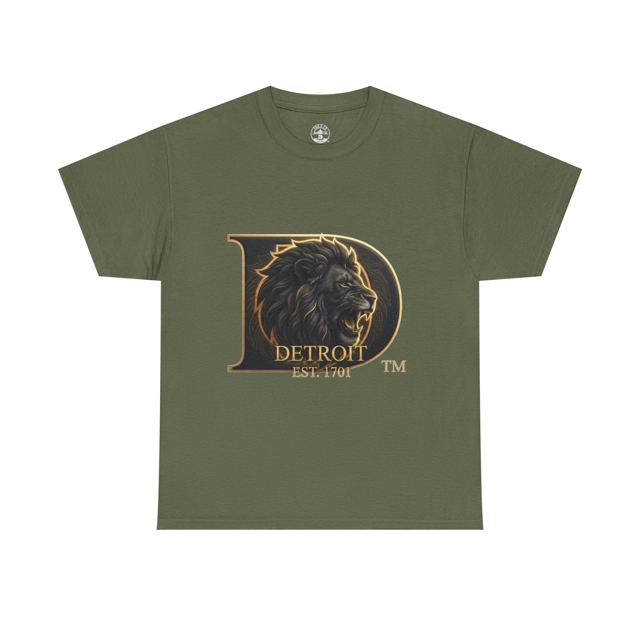 Men's Detroit Pride Lion D T Shirt — Gold Foil Monogram Detroit Lion Graphic(Unisex)
