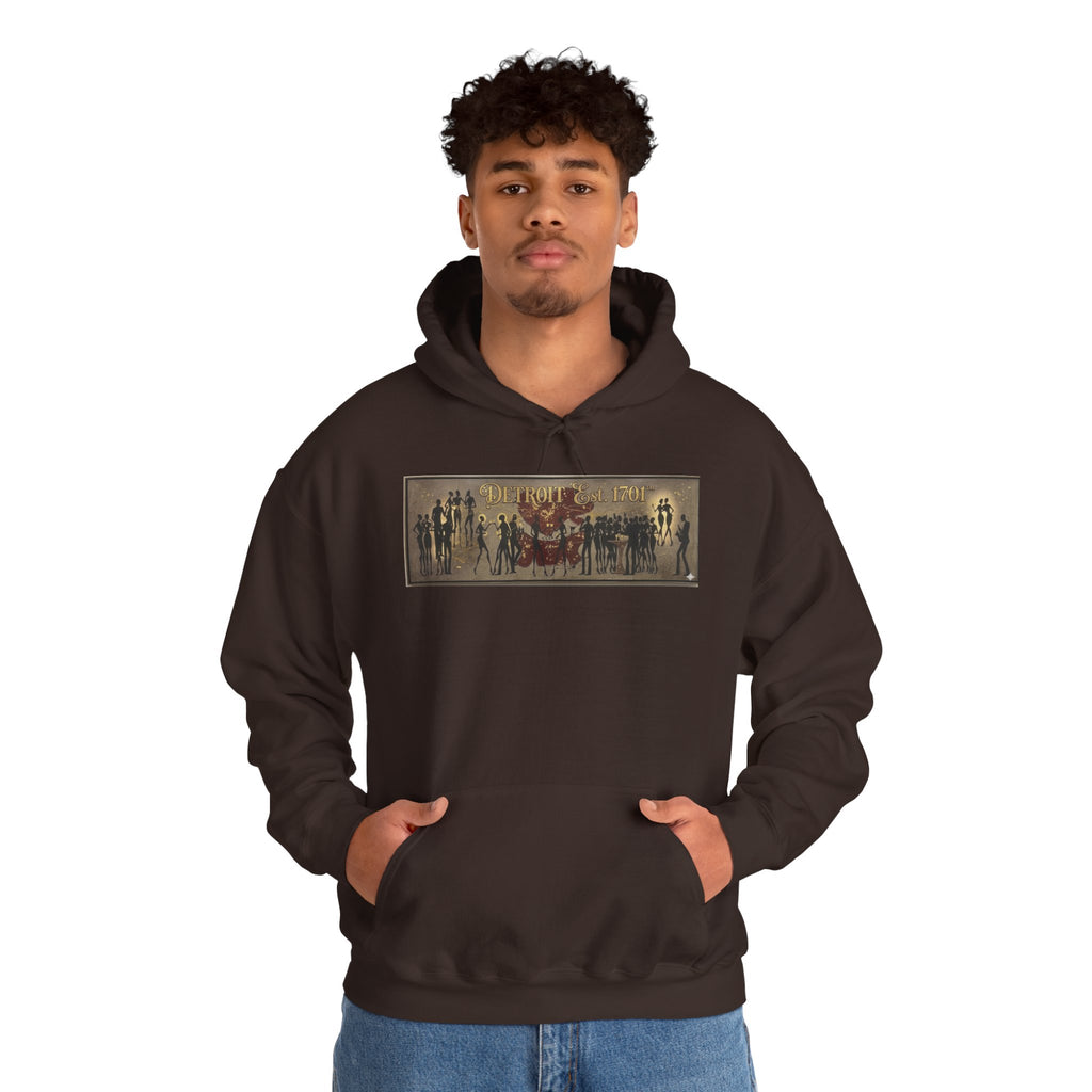 Detroit Pride Vintage Silhouette Artwork Hoodie — Motor City Midnight Graphic Pullover