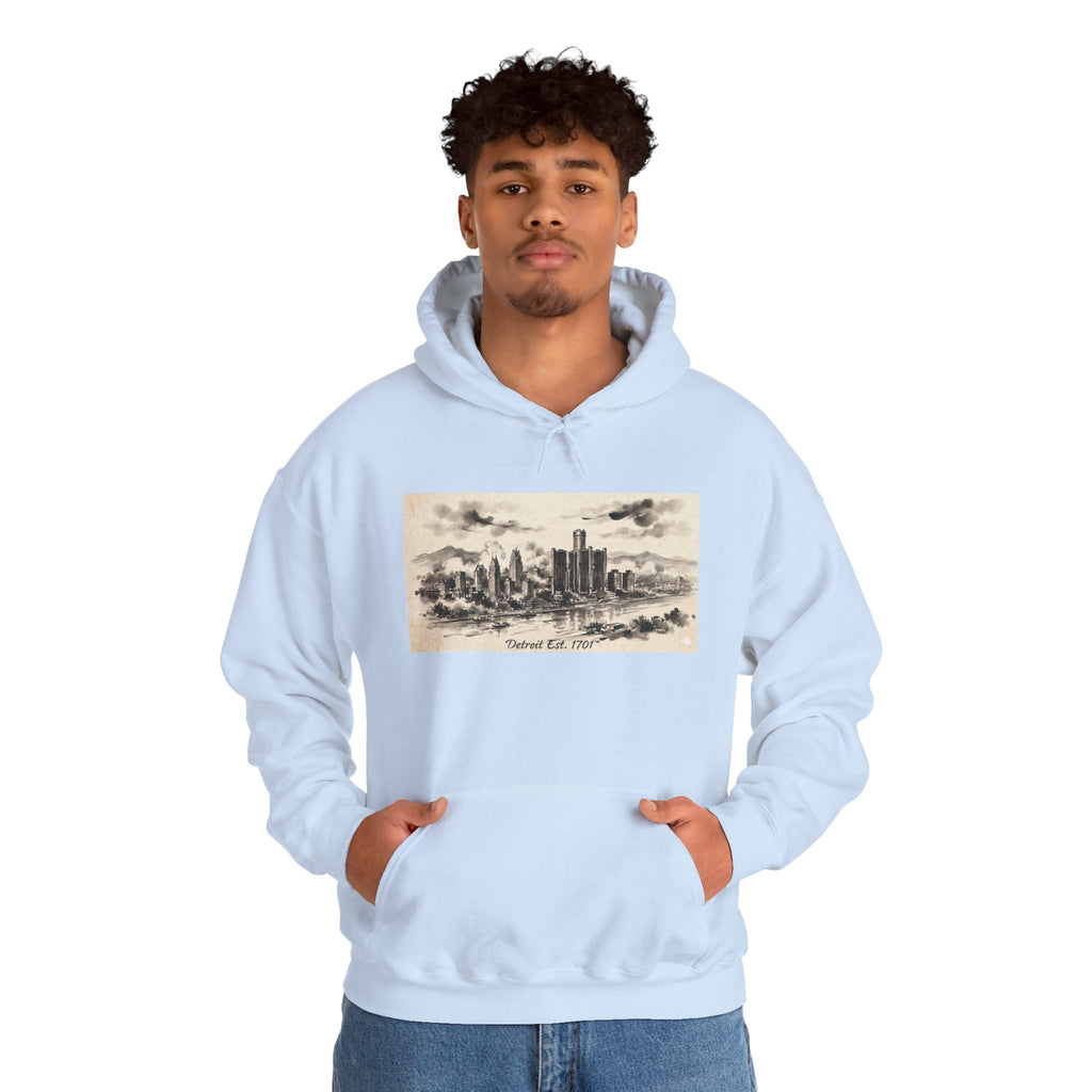 Detroit Pride Vintage Skyline Hoodie — "Detroit, Est. 1701" Pullover | Motor City Roots