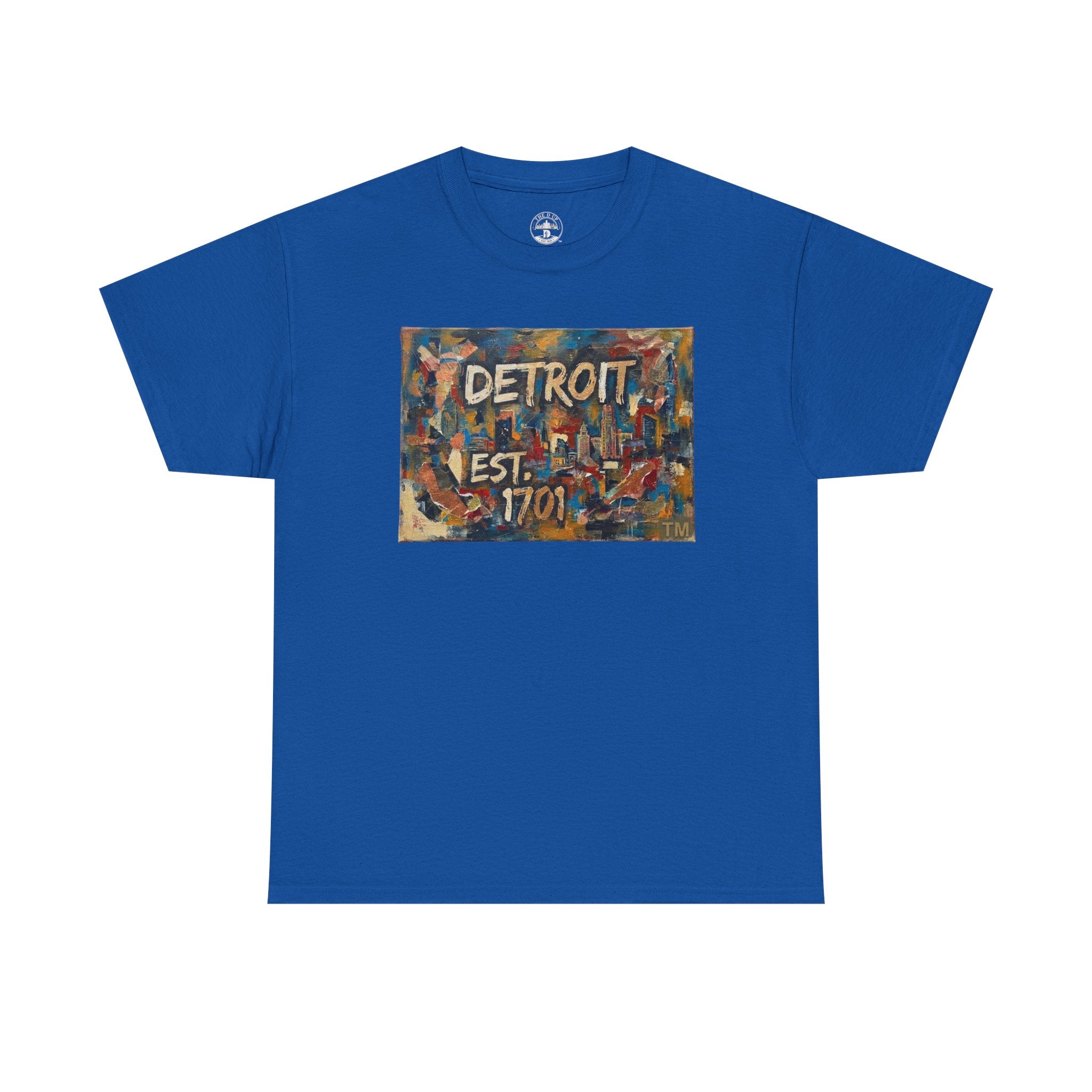 Detroit Abstract Painterly Mural T-Shirt — "DETROIT" Graphic Cotton Tee | Motor City Street Art