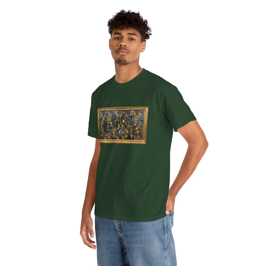 Men's Abstract Cubist Art T-Shirt — Framed Modern Painting Graphic(Unisex)