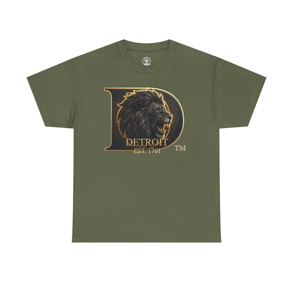 Men's Detroit Pride Lion D T Shirt — Gold Foil Monogram Detroit Lion Graphic(Unisex)