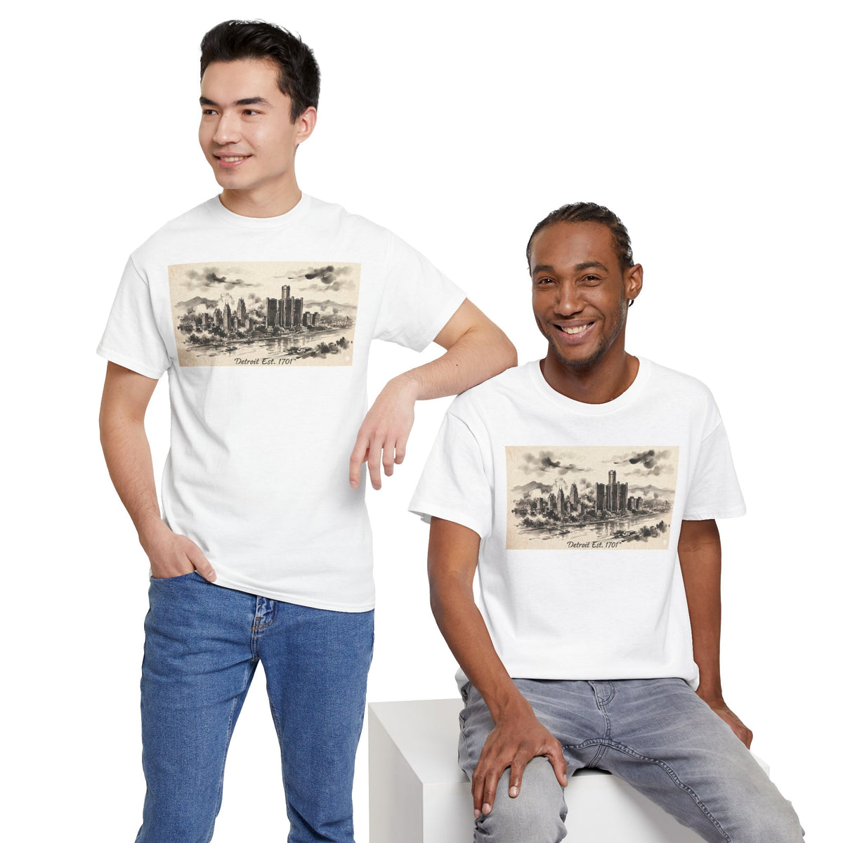 Detroit Pride Vintage Skyline Tee — "Detroit, Est. 1701" Cotton T-Shirt | Motor City Roots