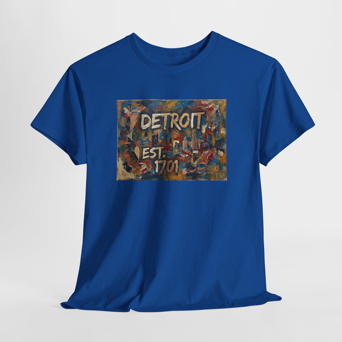 Detroit Abstract Painterly Mural T-Shirt — "DETROIT" Graphic Cotton Tee | Motor City Street Art