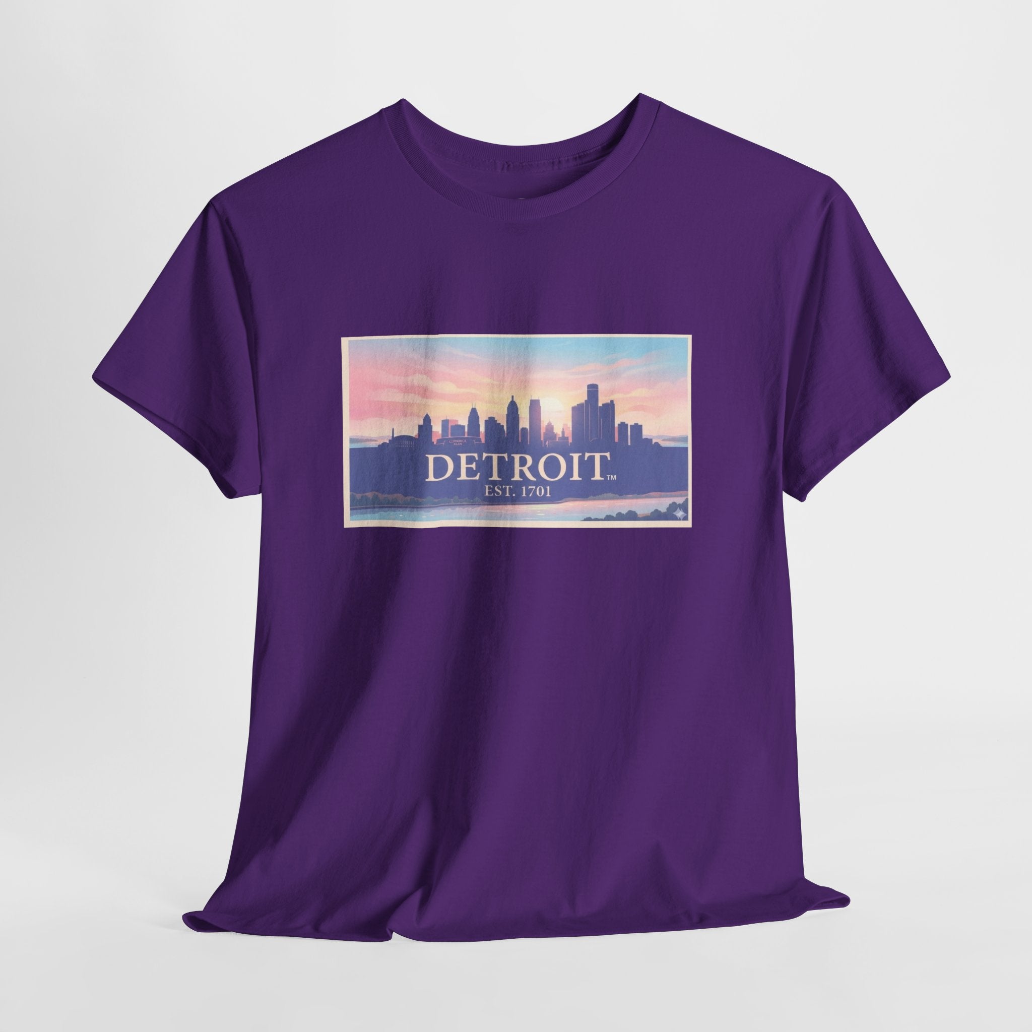 Women's Detroit Skyline T-Shirt – Pastel Sunset Cityscape
