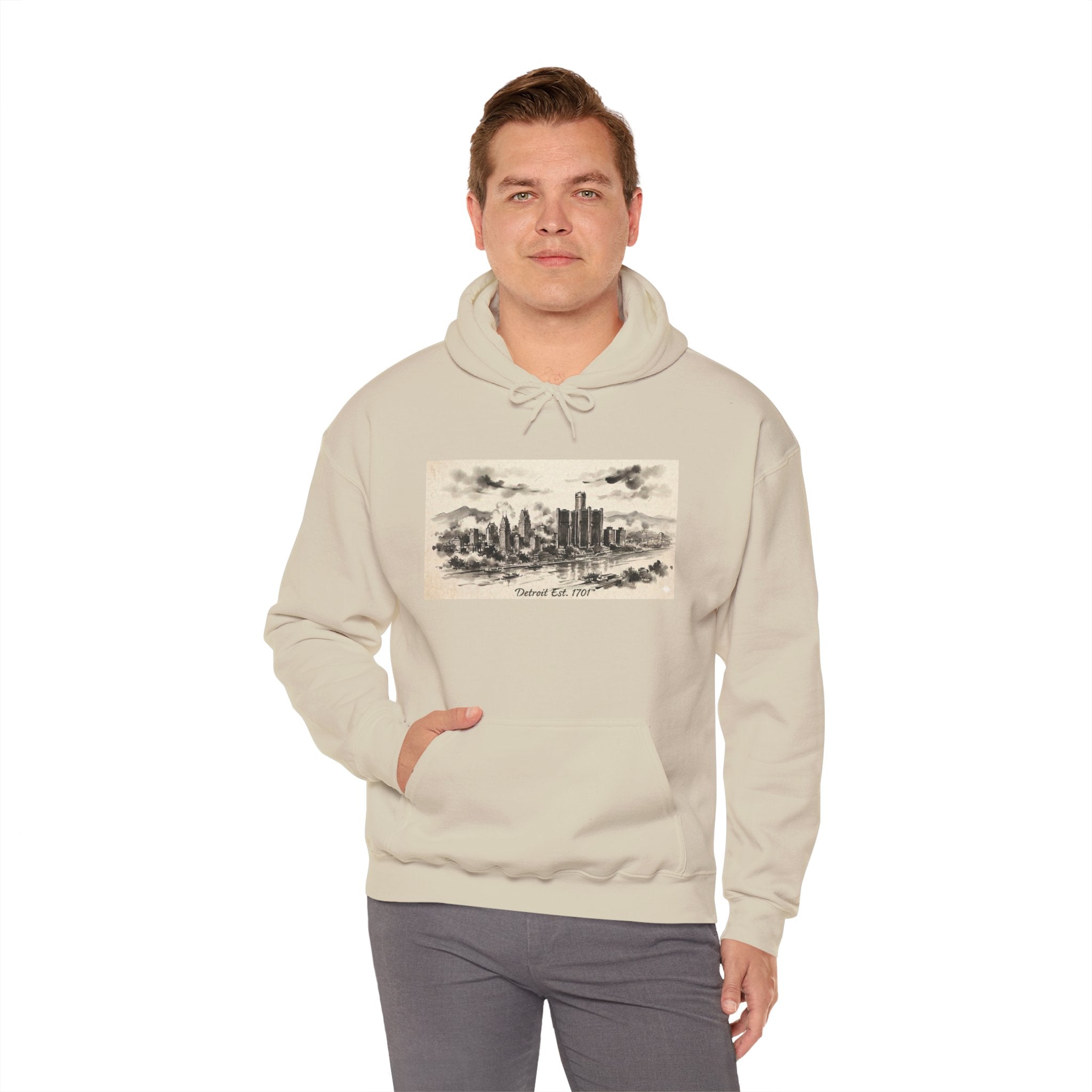 Detroit Pride Vintage Skyline Hoodie — "Detroit, Est. 1701" Pullover | Motor City Roots